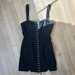 For Love And Lemons Black Mini Dress with Strap and Clasp Detail